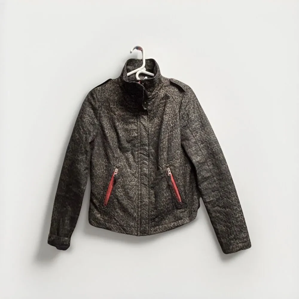 Free People We the Free Black Textured Red Pop of Color Moto Jacket Size 10 - Picture 10 of 12